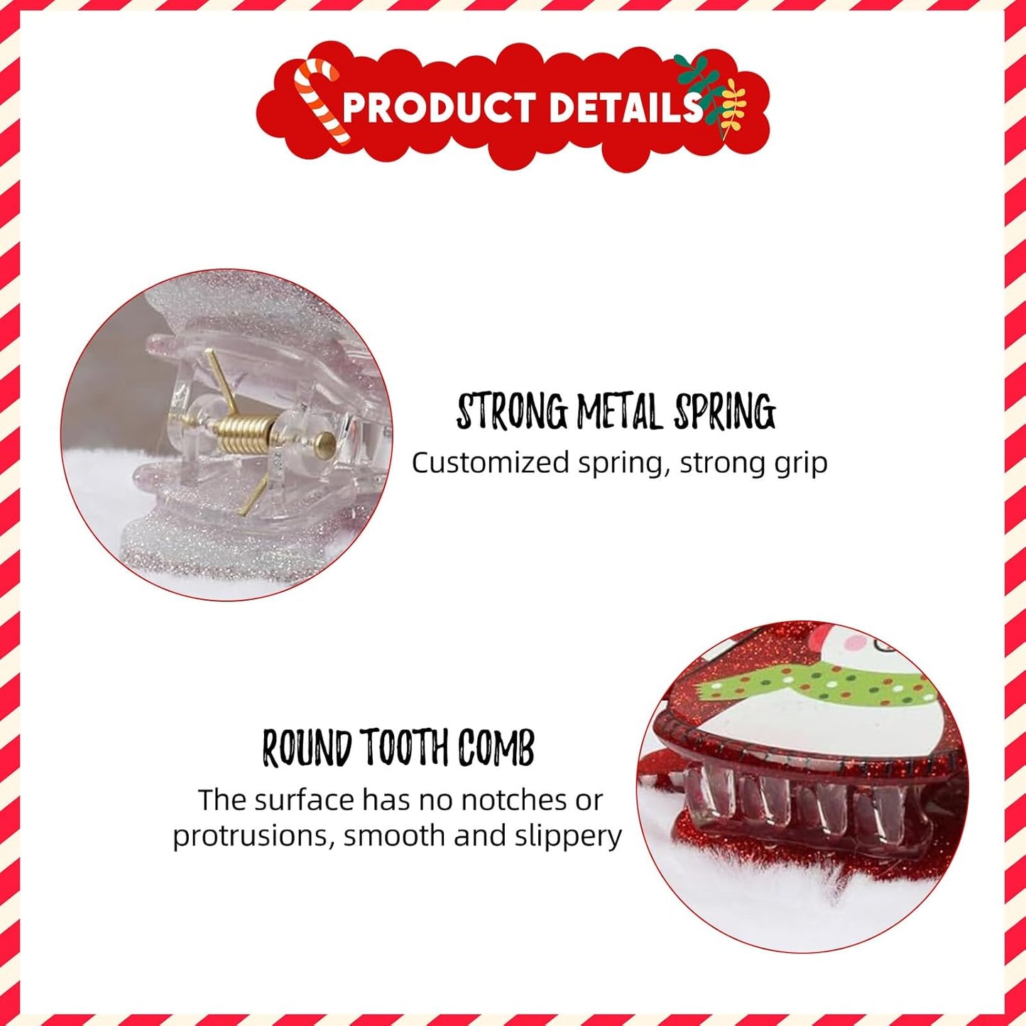 3Pcs Set Gingerbread Doll, Sweater Snowman, Christmas Hat Hair Claw Clips for Women, Christmas Hair Clips Cute Clups Acrylic Non-Slip Hair Claw Xmax Hair Accessories for Thick Hair and Thin Hair