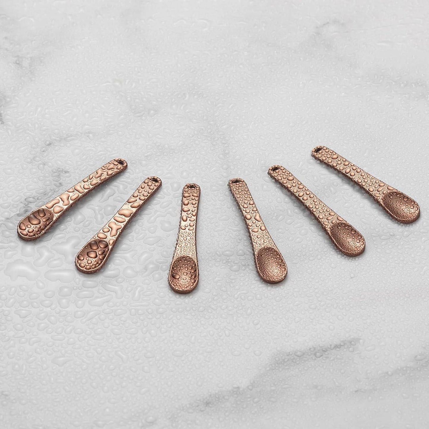 Tekson 6 Pieces Metal Cosmetic Skincare Spatula, Mini Mask facial Reusable Scoop, Makeup Beauty Spoons for Cream, Lotions, Moisturizers(Brown)