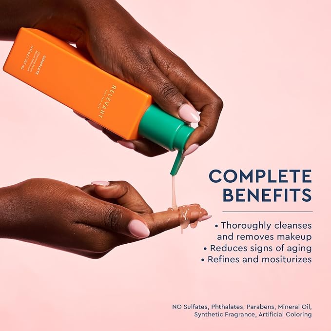 RELEVANT Hydrating Face Wash Serum - Daily Facial Cleanser & Makeup Remover Face Wash - Lightweight, pH-Balanced, Anti-Aging, Collagen-Boosting, Gentle Exfoliating - Vegan & Cruelty-Free Skin Care