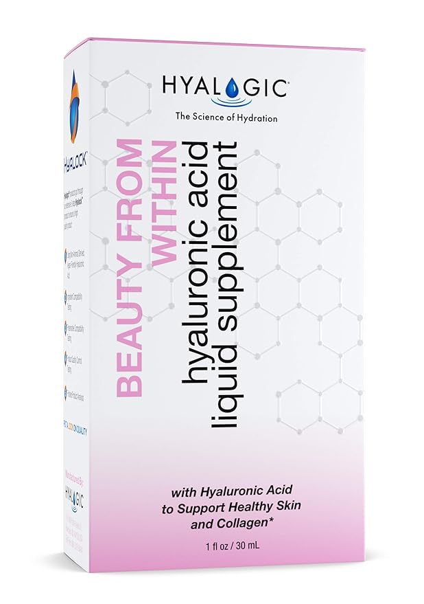 Hyalogic Beauty From Within Hyaluronic Acid Liquid Supplement - Liquid Hyaluronic Acid for Skin Hydration, and Collagen Boost - Vegan, Gluten-Free, Odorless & Tasteless (1 Fl Oz)
