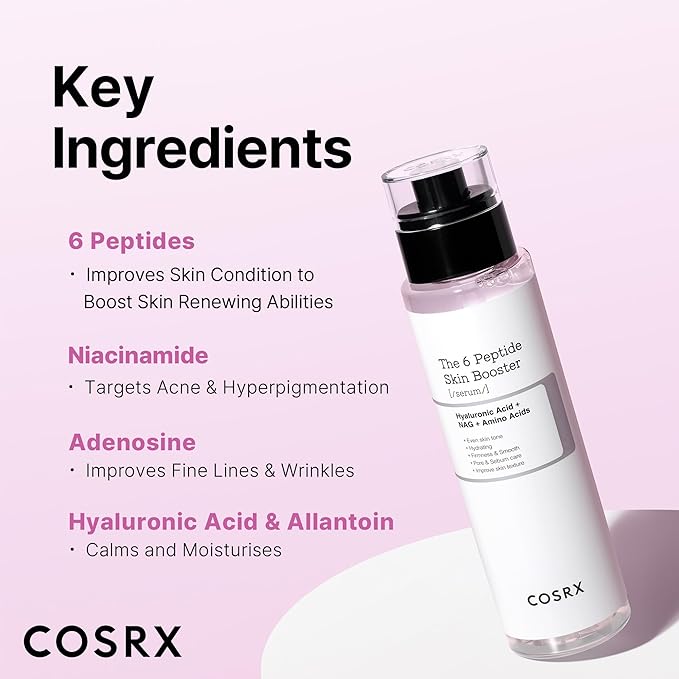 COSRX 6X Peptide Collagen Booster Toner Serum, Mothers day gifts for mom, Niacinamide & Hyaluronic Acid Facial Essence for All Skin Types, Korean Skin Care, Paraben Free, 150mL/5.07 Fl.Oz