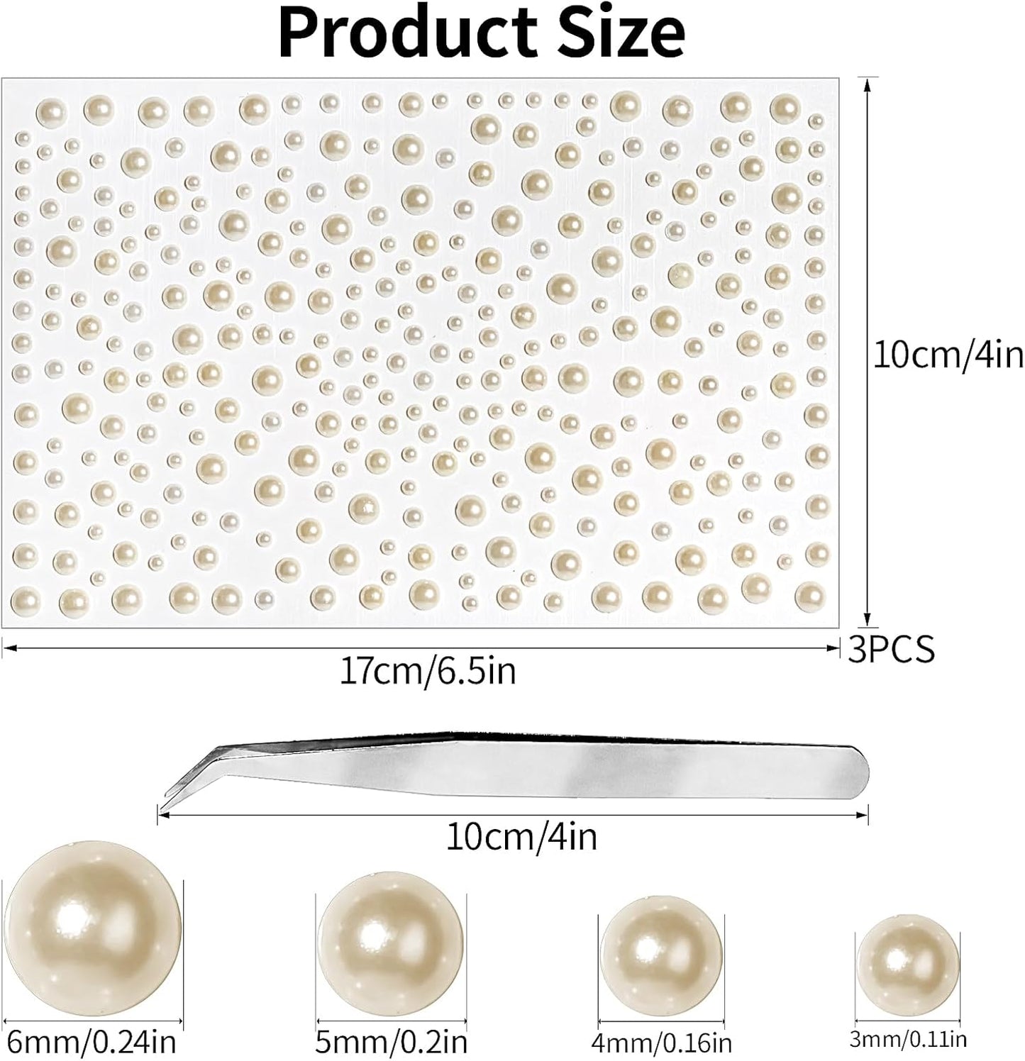 Self Adhesive Face Gems and Pearls for Makeup, Festival Jewels, Hair Gems, Rhinestone Stickers for Face, Eye, Makeup, Nail, Body, Crafts 3/4/5/6 mm 975Pcs (21.Pearl_Beige)