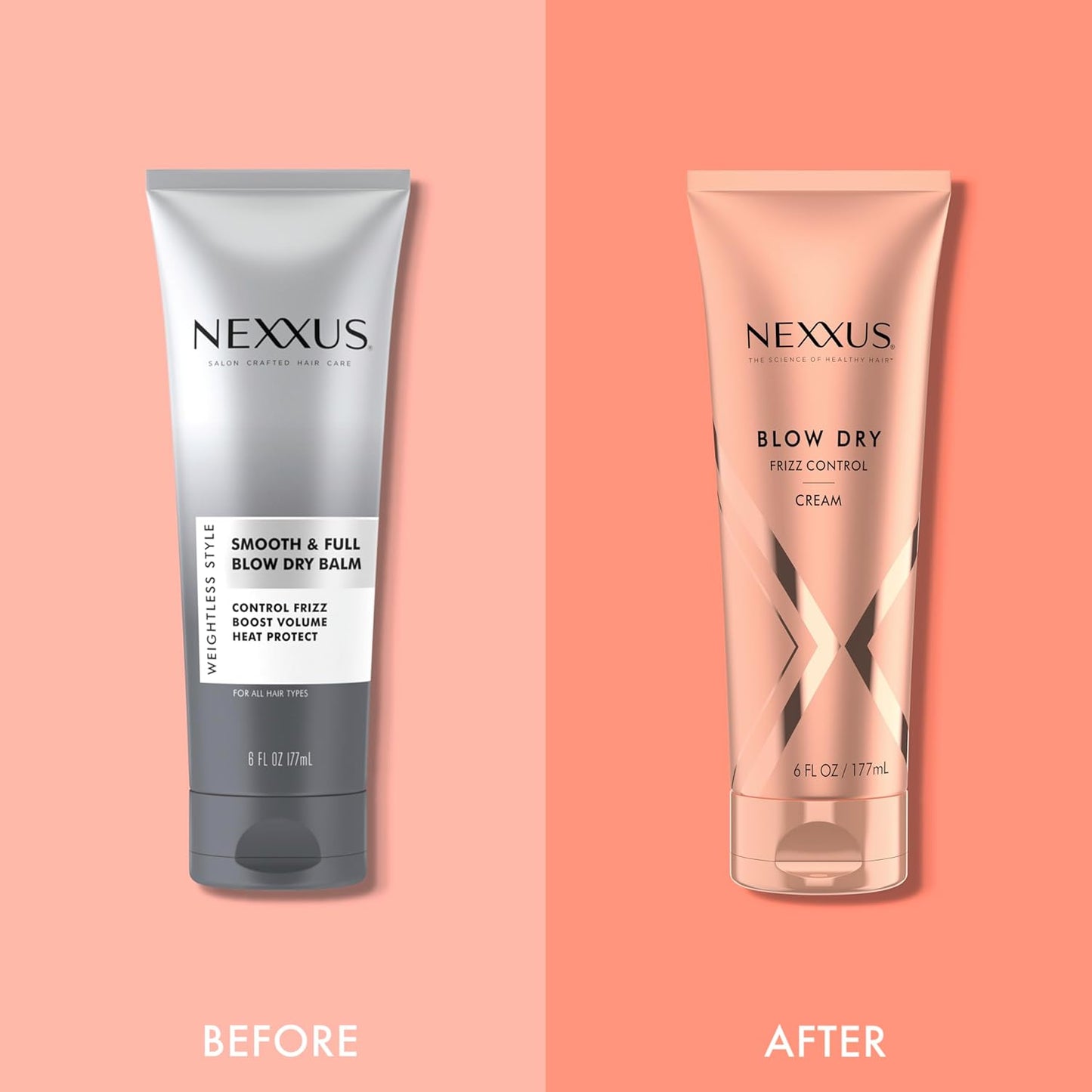 Nexxus Blow Dry Cream Frizz Control for Weightless Style & Volume, with StyleProtect Technology 6 oz