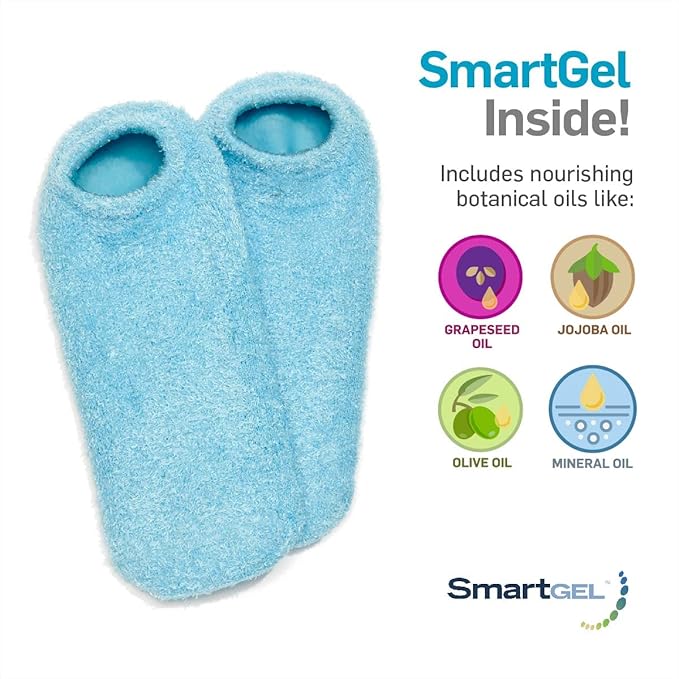 NatraCure Moisturizing Gel Socks - (Helps Dry Feet, Cracked Heels, Dry Heels, Rough Calluses, Cuticles, Dead Skin, Use with Your Favorite Lotions, Creams or Spa Pedicure) - Color: Aqua