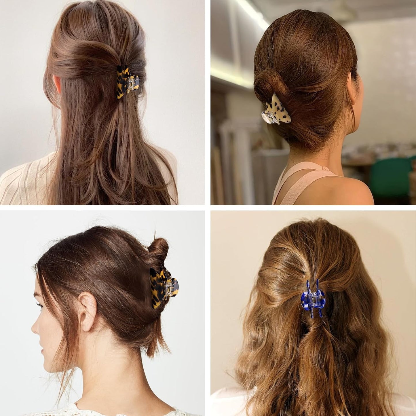 3 Pack Women's Hair Clips Set - Vintage Tortoise & Leopard Print Non-Slip Claw Clips, Celluloid Jaw Clamps for Medium Hair Hair Accessories Gift for Women