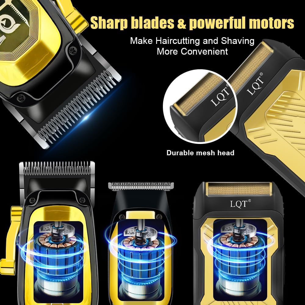 Professional Hair Clippers for Man,Hair Clippers Electric Shavers Razor T-Blade Hair Trimmer, 3 in 1 Cordless Barber Trimmer Bald Shavers LED Display Gifts (3PCS)
