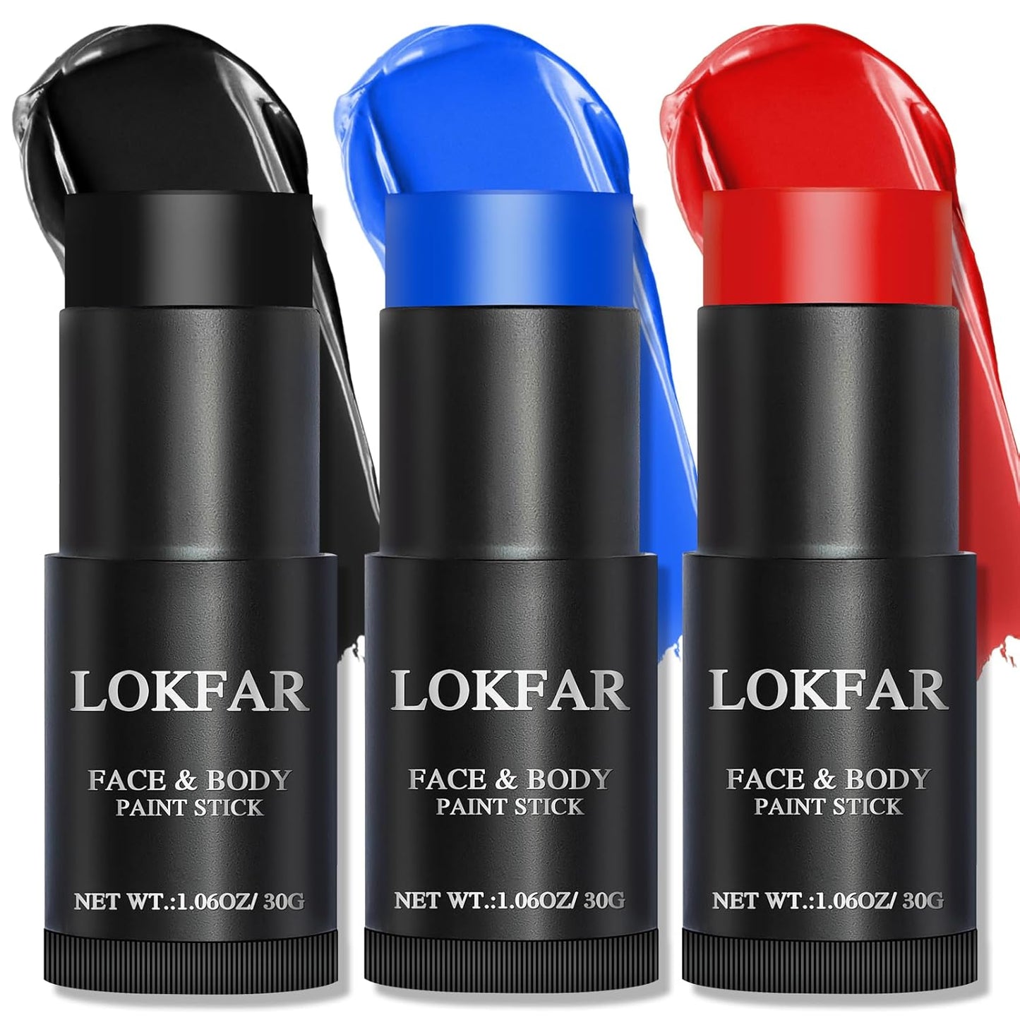 Red & Blue & Black Face Body Paint Stick, Football Baseball Eye Black Stick for Sports, Professional Halloween Face Makeup Kit for Zombie Clown Vampire Joker Costume Makeup