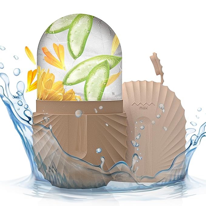 Ice Face Roller, Ice Cube Roller for Face，Facial Beauty Ice Roller Skin Care Tools,De-Puff Eye Bags, Reduce Migraine Pain（Brown）