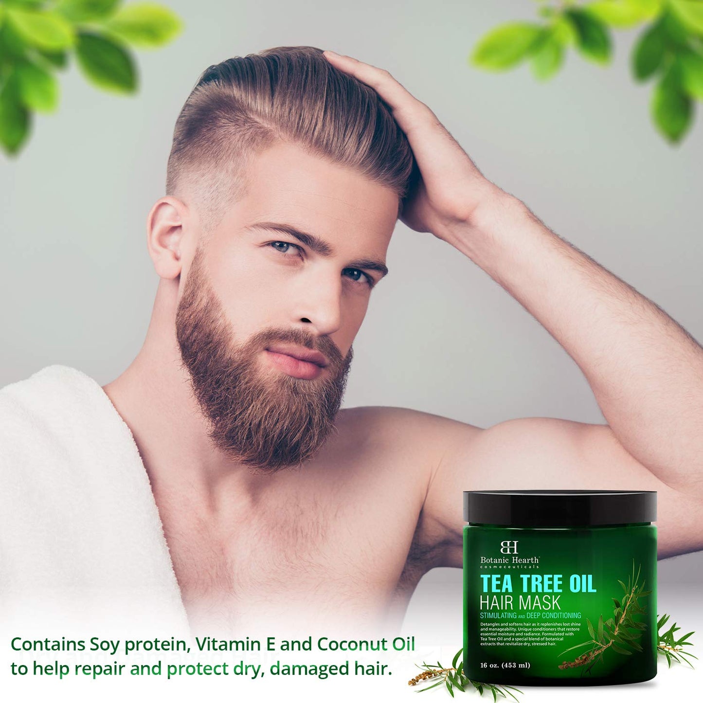 Botanic Hearth Tea Tree Hair Mask & Deep Conditioner, Moisturizes & Protects Hair & Scalp | With Soy Protein, Vitamin E, Collagen, Keratin & Coconut Oil | 16 Oz (Packaging May Vary)