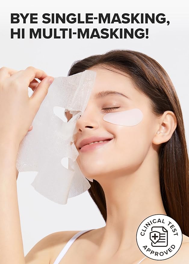 I DEW CARE Sheet Mask Pack - Hot as Sheet 5-Day Eye&Face Multi-masking Set + Face Wash Headband - Pink Tiara Bundle