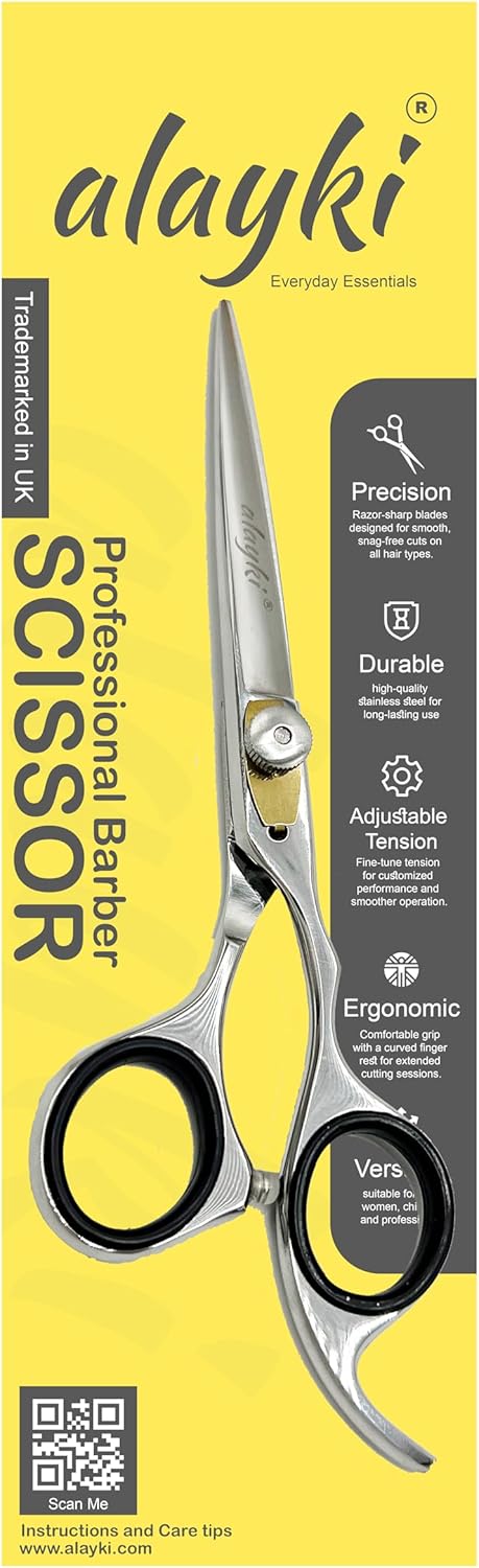 Alayki's Professional Hair Scissor - 6.5" Premium Stainless Steel Rust Proof Scissor with Adjustable Screw, Hair Shears, Hair Cutting & Barber Accessories & Salon Supplies, Barber Scissors