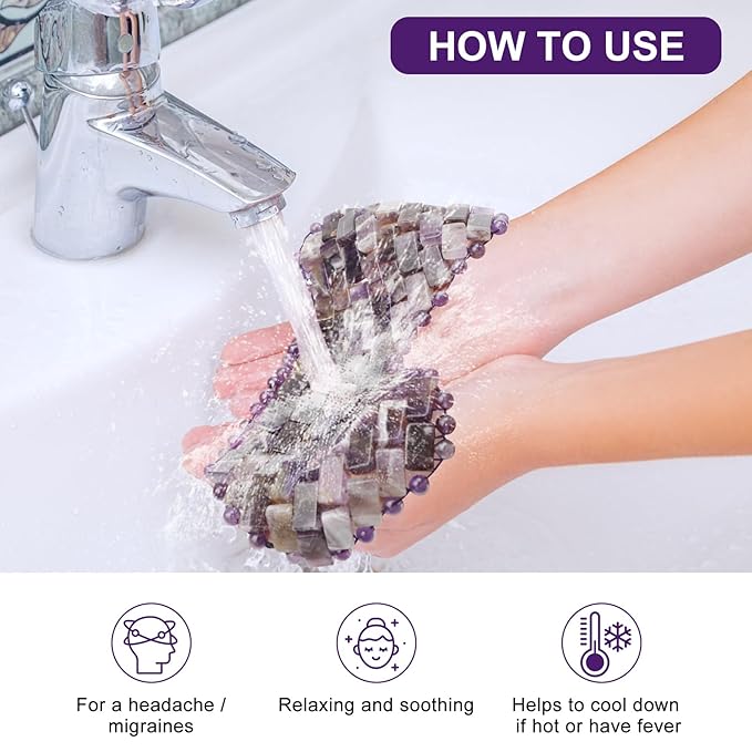 gemshan Rose Quartz Eye Mask & Amethyst Eye Mask Eliminate Wrinkles Puffiness Headache and Migraine Relief Mask