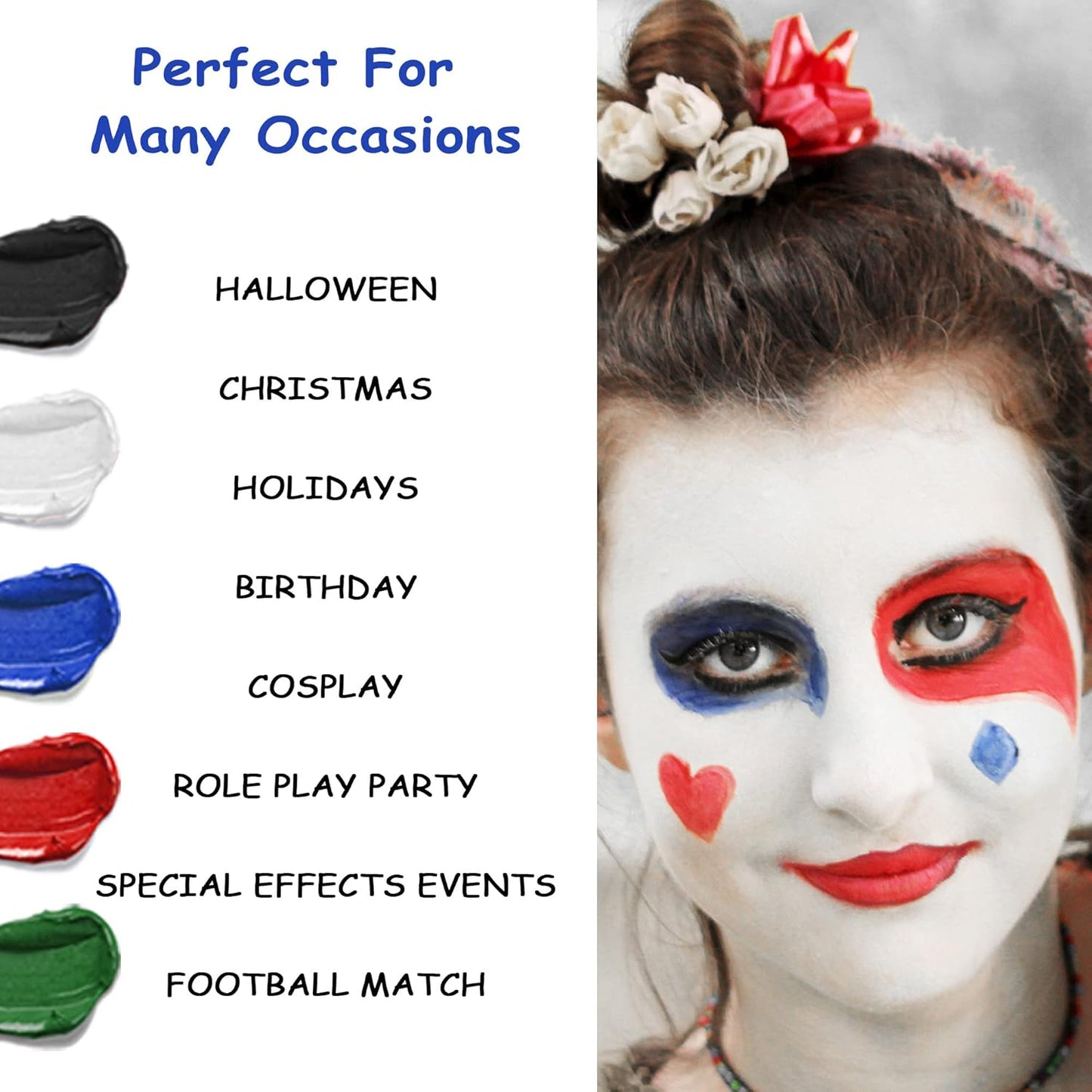 Red Face Paint Stick,Cream-Blendable Red Eye Black, Non-Toxic Oil Based Face Makeup Body Paint High Pigmented Joker Santa Claus Makeup Crayons for Halloween Special Effect Sfx
