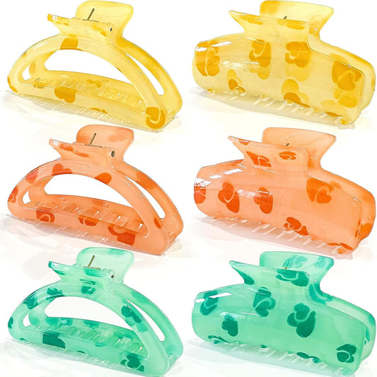 6PCS Hair Claw Clips for Women,Strong Hold Medium Claw Clips for Thick and Thin Hair,Nonslip Hair Accessories for Girls,Summer Beach Vacation Essentials (magnificent)