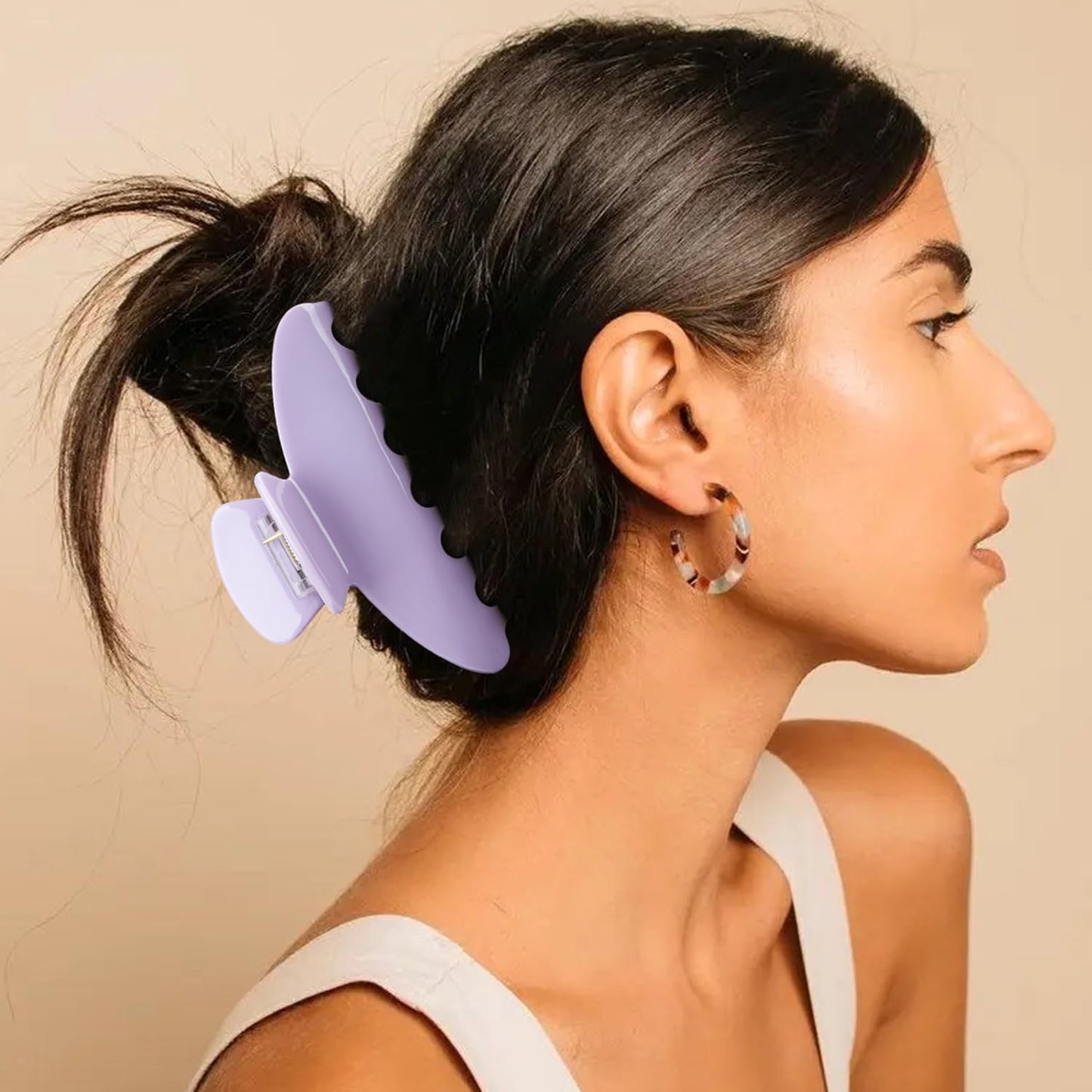 MAORULU Premium Durable Acetate Hair Claw Clips for Women Girls, 4 Inch Large Cute Jaw Clip for Thick or Thin Hair, Vintage Y2K Hair Clamps (Pastel Purple)