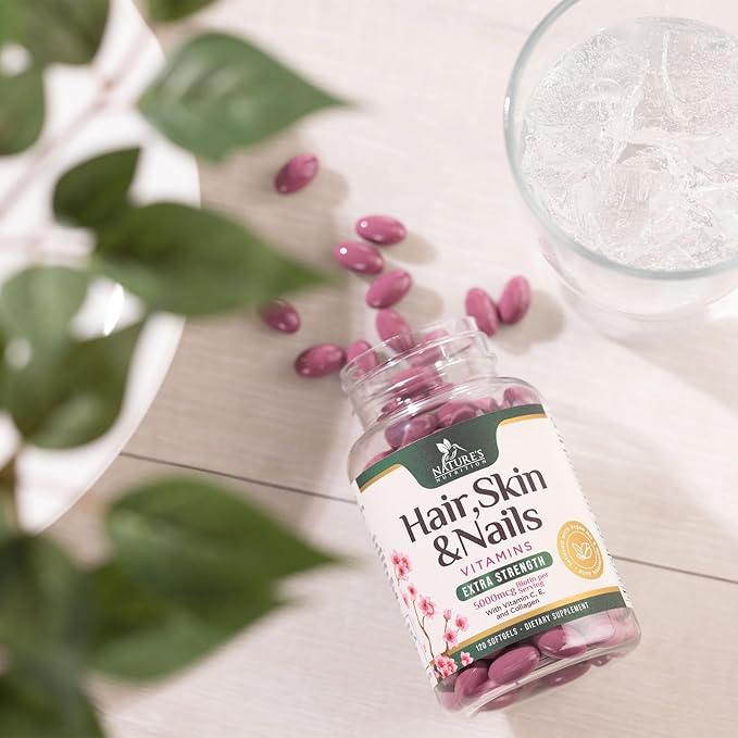 Hair Vitamins Women, Ultra Strength 5000mcg Biotin, Collagen, PABA & More - Womens Hair Growth, Skin, Nails & Keratin Support Supplement, Infused w/ Argan Oil & Hyaluronic Acid, Non-GMO - 120 Softgels