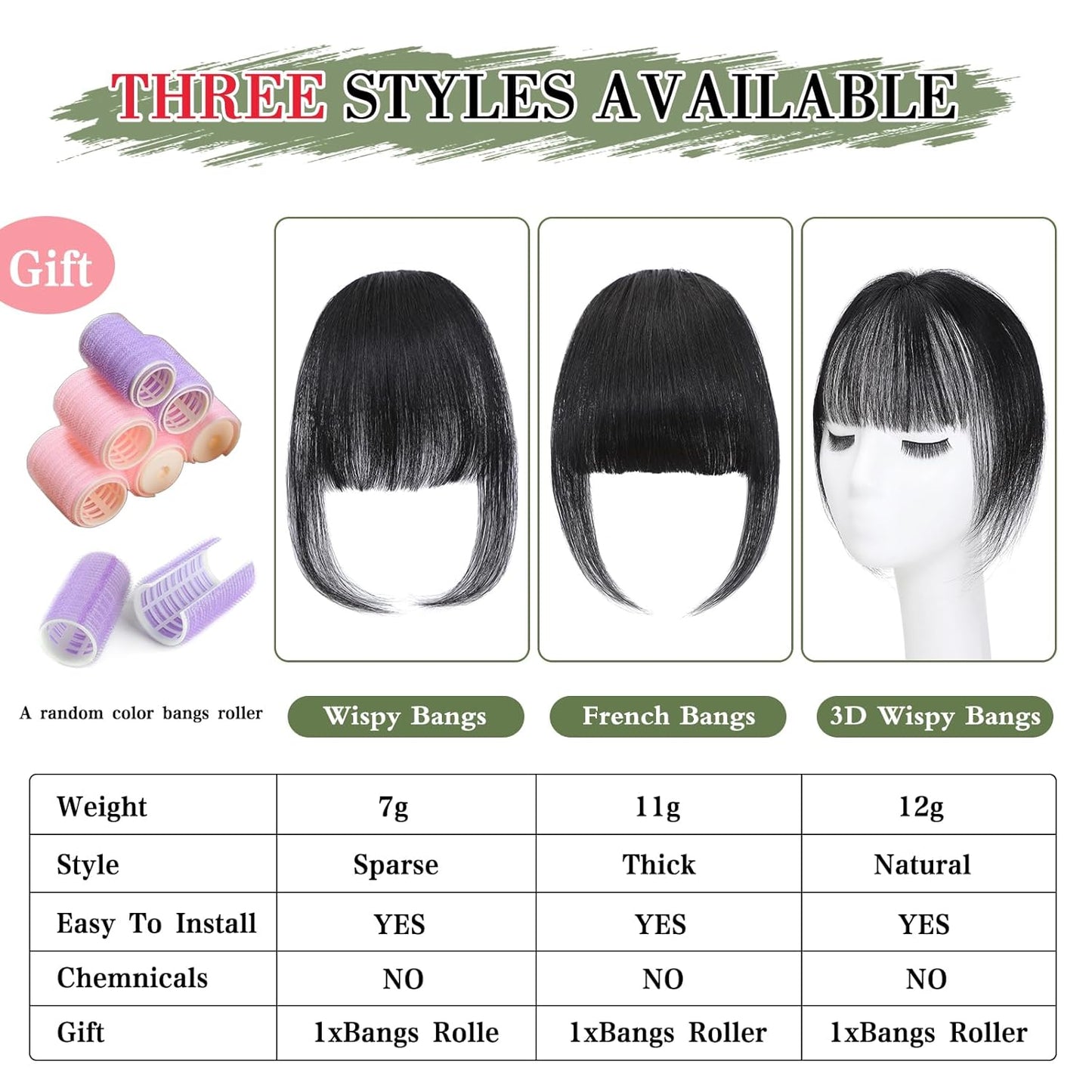 Clip in Bangs for Women - 100% Real Human Hair Wispy Bangs Hair Clip with Temples Hairpieces Fake Bangs for Daily Wear (Natural Black, Wispy Bangs)