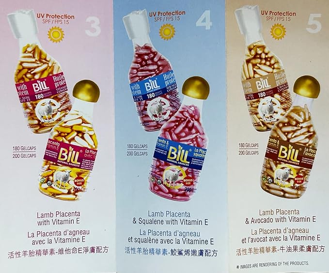 Lamb Placenta & Avocado with Vitamin E Facial Oil, 200 Gelcaps, Bill Natural Sources