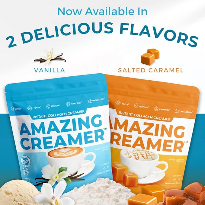 Superfoods Company Amazing Creamer with Collagen - Keto Creamer-Hyaluronic Acid & MCT Oil - Brain Boost & Curbs Cravings - Supports Healthy Skin & Hair - Diet-Friendly [30 Servings] [Vanilla]