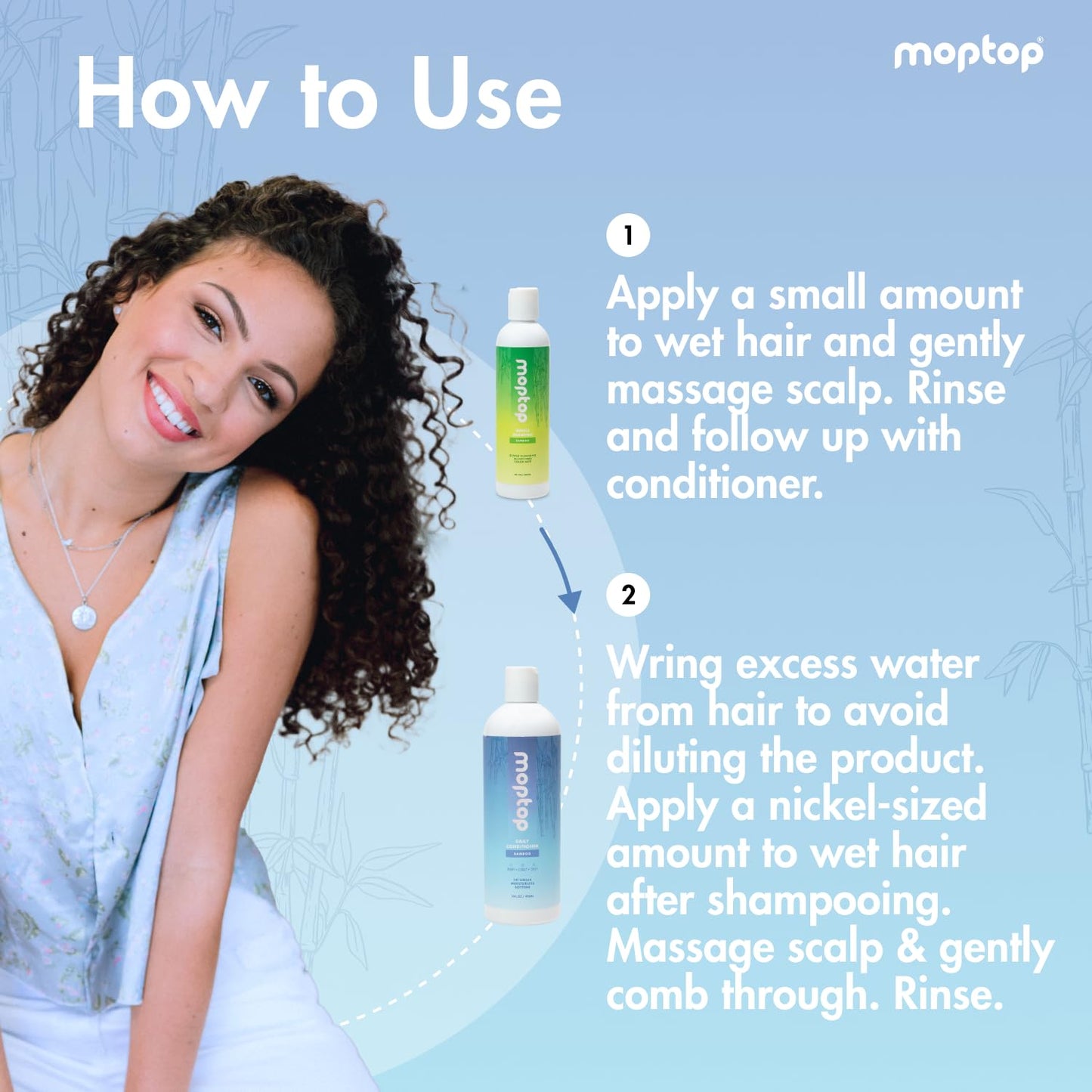 MopTop Sulfate Free Shampoo and Conditioner – Curly Hair Natural Shampoo and Conditioner Helps Restore Dry Damaged Hair & Reduce Frizz, Paraben Free Natural Hair Products for All Hair Types (2pk)