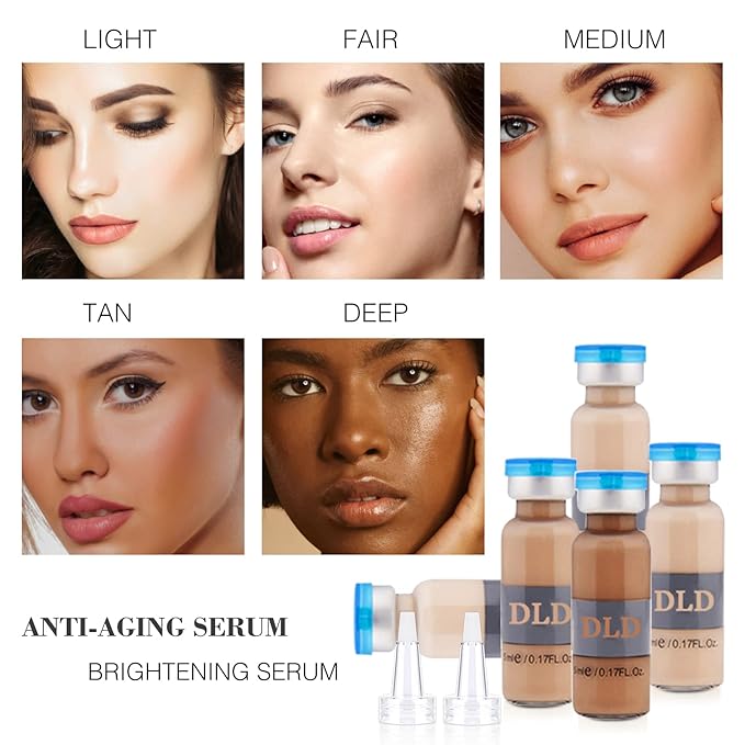 BB Facial Glow Starter Kit Facial Pigment Serum Treatment Kit,DLD Anti-Aging Serum Pigments Set for Micro-needling Skin Treatment 10 Vials 5ml Niacinamide and Peptides To Brighten Skin Tone Foundation