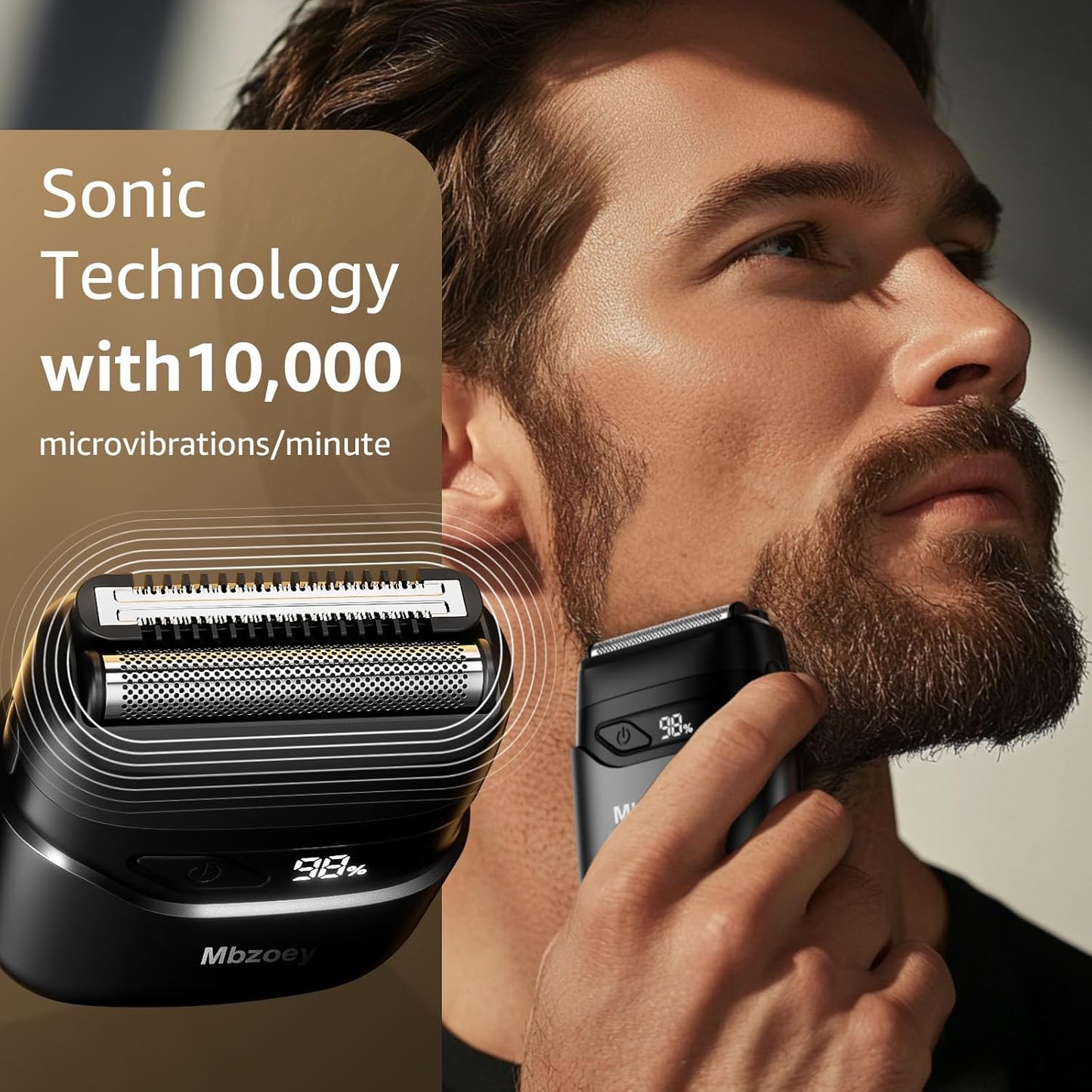 Mini Electric Razor for Man: Electric Foil Shavers for face - IPX7 Waterproof Cordless Razor with LED Display & Fast Charge - Micro-Comb Technology & Upgraded Blades, Carbon Black