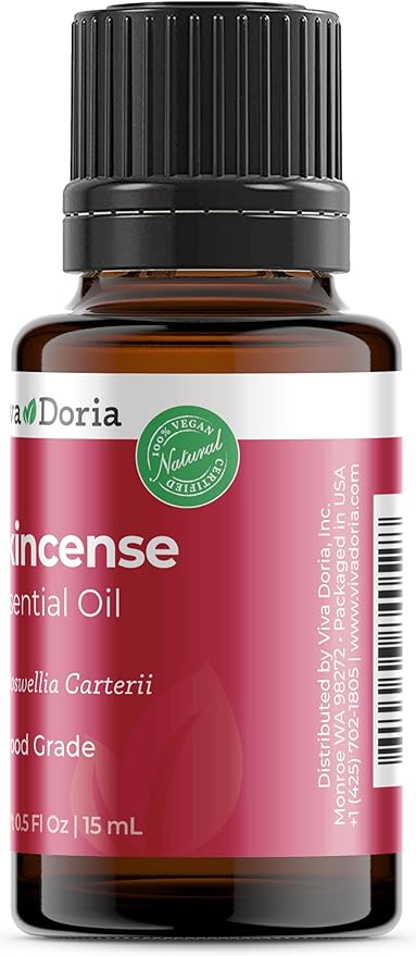 Viva Doria Frankincense Essential Oil, 100% Pure, Natural Essential Oil, Undiluted, for Aromatherapy | Food Grade, 15 mL (0.5 Fluid Ounce)