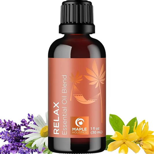 Relaxing Essential Oil Blend for Diffuser - Aromatherapy Blend of Essential Oils for Diffusers for Home and Travel Stress Support with Lavender Geranium Roman Chamomile and Ylang Ylang Diffuser Oils