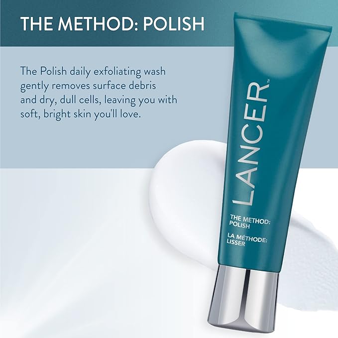 Lancer Skincare The Method: Polish Facial Exfoliator, Daily Exfoliating Face Wash with Natural Minerals, Normal Combination Skin, 8 Fluid Ounces