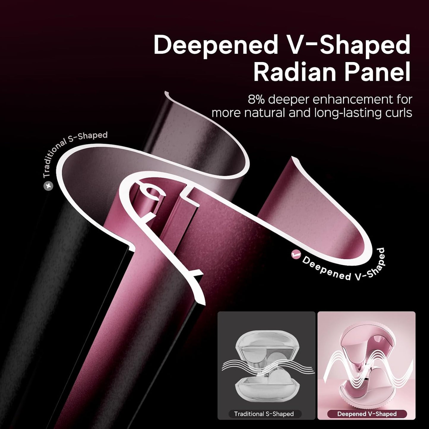 Crimper Waver Tool LENA S17S for Short Hair, Compact Styler with Titanium Barrel, Fast Heating, Adjustable Temp, Anti-Scald Design, Auto Shut-Off, Negative Ions, Pink