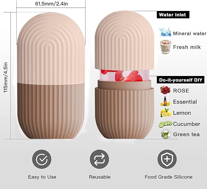 XHJRI Ice Face Roller Massager,Ice Cube Roller for Face, Eyes and Neck Naturally Conditioning and Skin Care,De-Puff Eye Bags,Reduce Migraine Pain,Reusable Massage Silicone Ice Mold (Coffee)