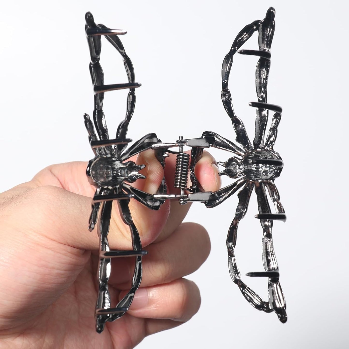 Halloween Spider Hair Claw Clips - Metal Black Alloy Nonslip Terror Spider Strong Hold Gothic Catch Clips for Women's Thick or Thin Hairs