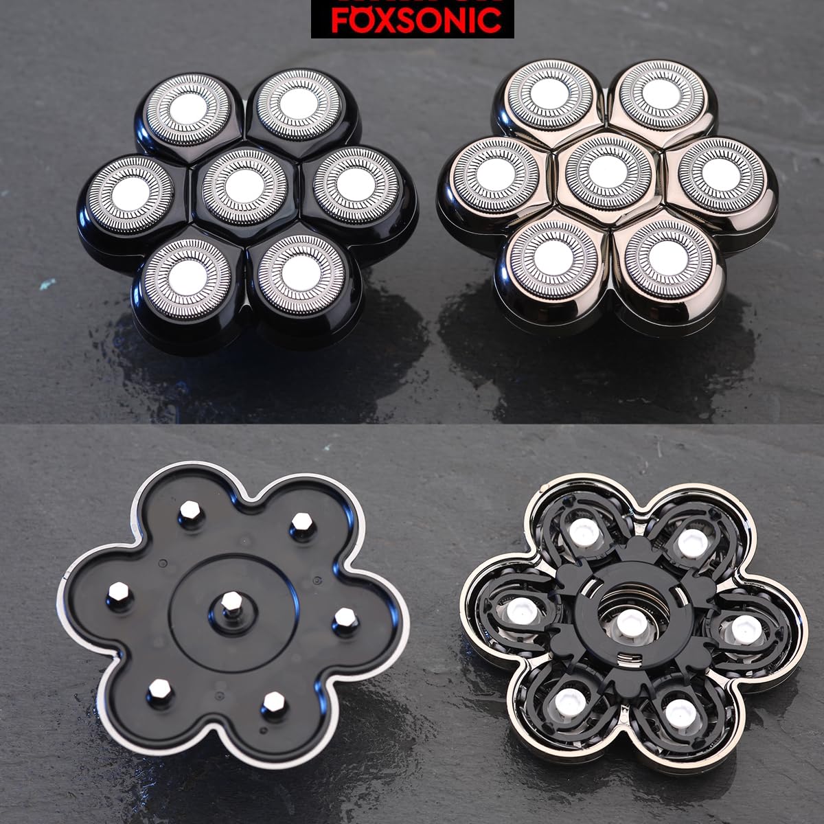 Magnetic 7 Blades Head Shaver Replacement Blades for head Shaver and Other Brands Head Shaver (CX7 Silver)