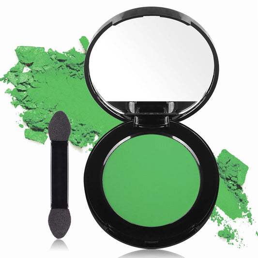 MEICOLY Light Green Eyeshadow with Mirror,Forest Green Matte Eye Shadow Palette for Wicked Witch Elphaba Makeup,Pressed Powder Single Eyeshadow for Women and Girls,Eye Makeup Eyelid Color,High Pigment