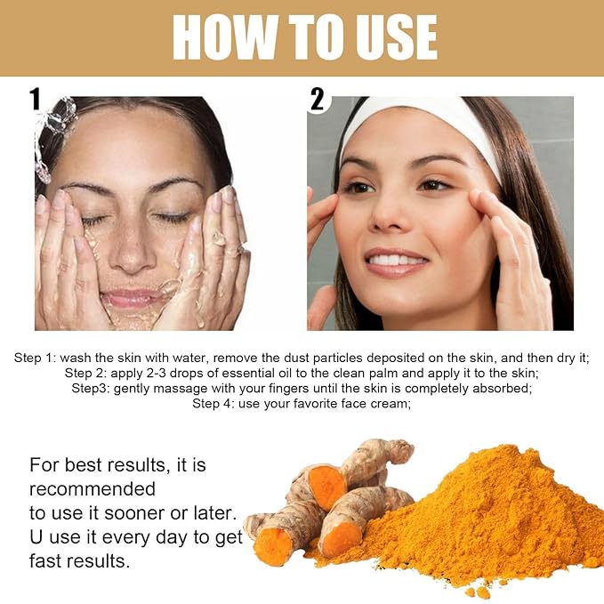 3PCS Turmeric Dark Spot Corrector Serum Oil,Turmeric Repair Face Serum, Natural Turmeric Skin Dark Spot Skin Care Moisturizing Repair Serum,Turmeric Serum for Face & Body(30ml)