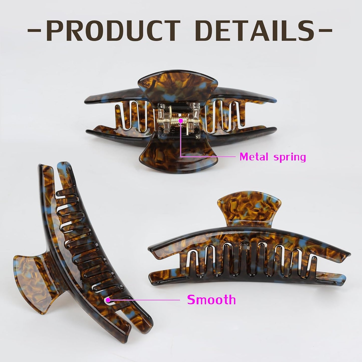 FAELBATY Hair Claw Clips Tortoise Barrettes Banana Hair Claw 4.5 Inch Big Hair Clips for Thin Thick Hair Hair Accessories for Women Girls (Brown)