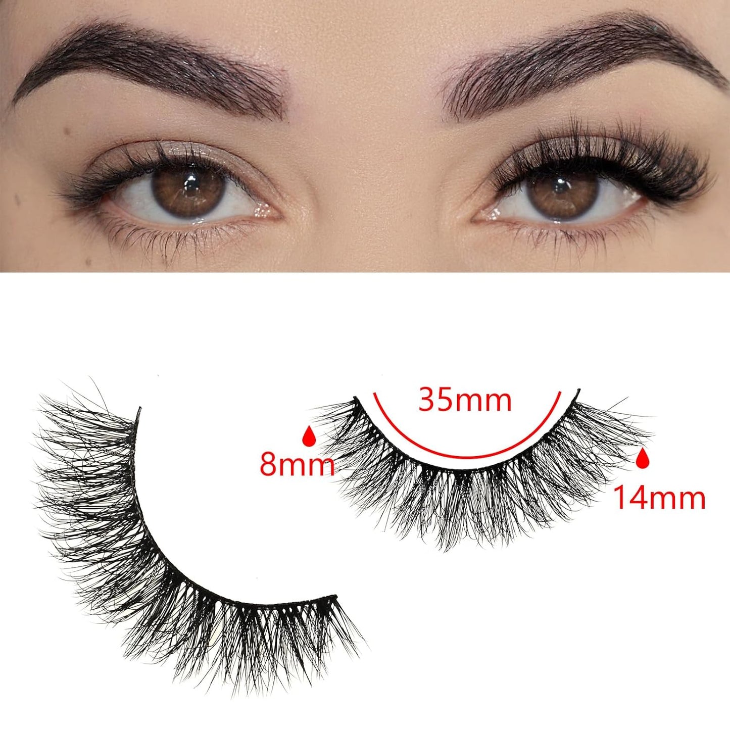FARRED Natural Lashes Short Eyelashes Wispy False Mink Lash Pack 10 Pair Natural Look Fluffy Cat Eye Strip Eyelash Small Fake Lashes Full Pestañas Sets for MUA and Beginners Daily Makeup (C6 | 8-14MM)