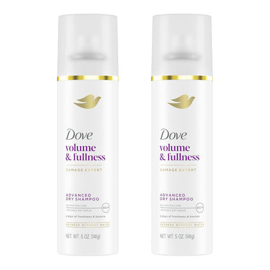 Dove Dry Shampoo Spray, Volume & Fullness, Absorbs Oil to Refresh Hair Without Washing, 5 oz (2-Pack)