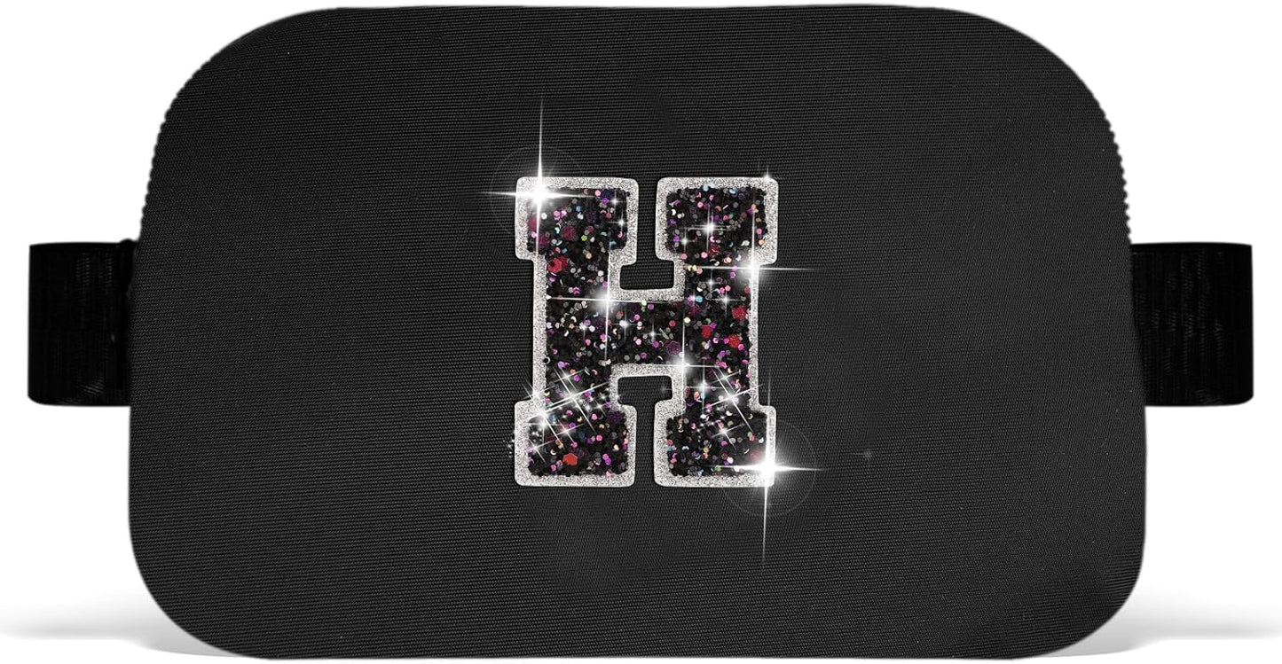 Monogrammed Gifts for Girls Women - Fanny Pack for Kids Teens,Crossbody Bag for Women Trendy Everywhere Belt Bag Monogrammed Crossbody Bag Waist Pack | Black,Initial H