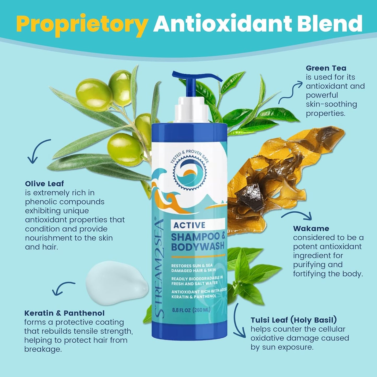 Non Toxic Shampoo and Conditioner, Body Wash 3 in 1 for Swim - Reef Safe Swimmers Shampoo for Men, Women or Kids - All Natural Organic Shampoo and Conditioner Set with Biodegradable Soap for Camping