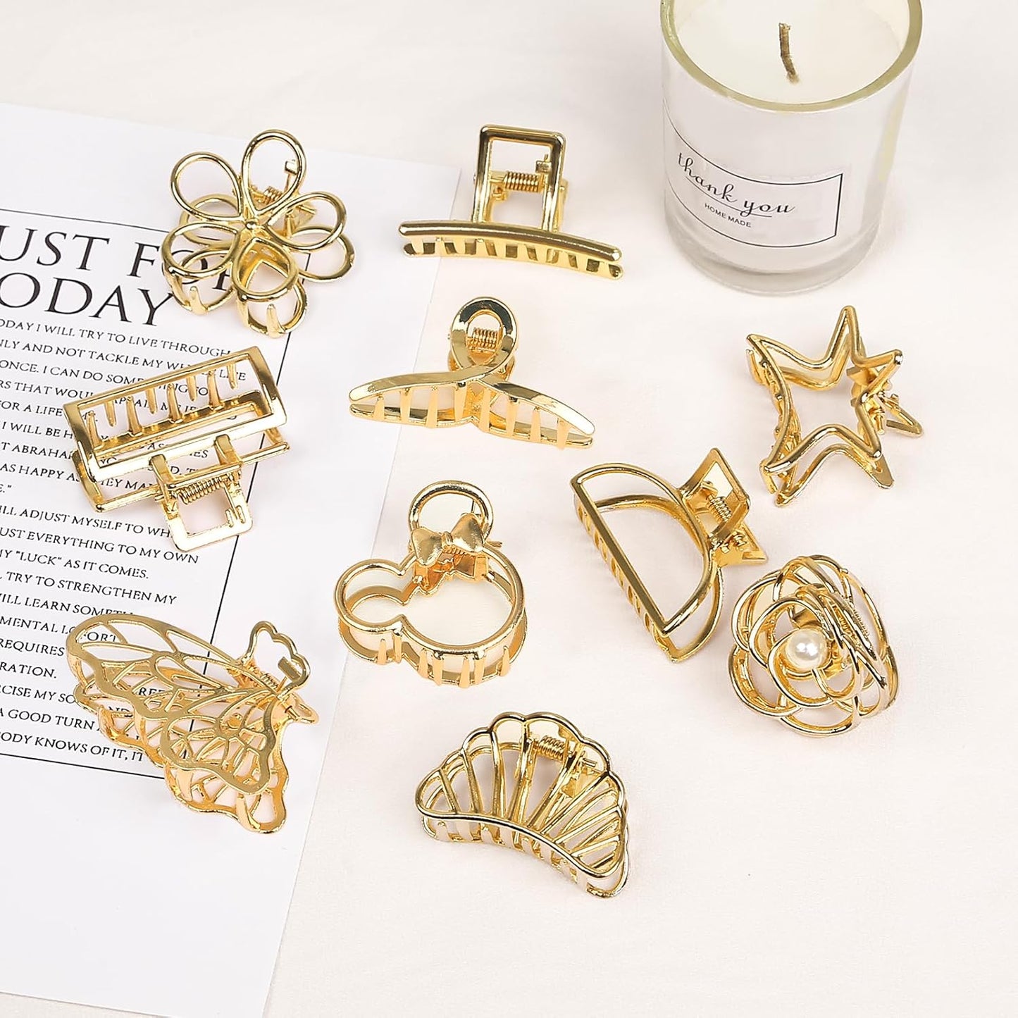 Gold Hair Clips for Women, 10 Pcs Small Gold Claw Clips for Women and Girls, Mini Metal Hair Accessories