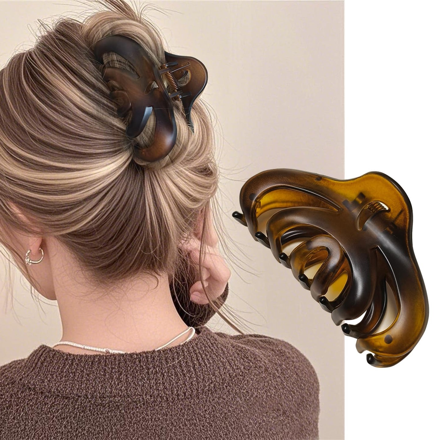 3.5 Inch Hair Claw Clips, Unbreakable No Slip Matte Claw Clip for Women's Thin & Medium Thick Fine Hair, 3 Pack