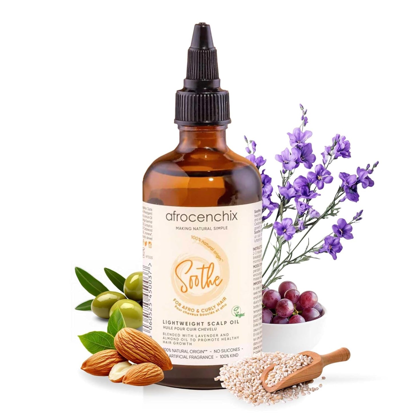 Afrocenchix Soothe Scalp Oil – Growth Oil Treatment for Afro & Curly Hair – Itchy Scalp Relief, Moisture, Vegan – 100ml