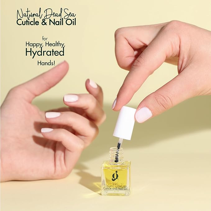 Dead Sea Cuticle & Nail Oil (5ML) | Strengthens, Moisturizes & Conditions with Sweet Almond, Olive, Jojoba, Castor, Argan Oils, Lemon Essential Oil, Vitamin E & Dead Sea Salt