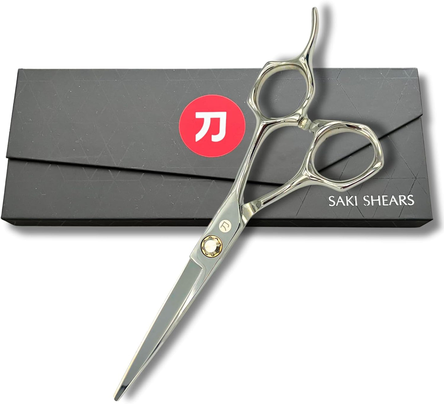 Professional Hair Cutting Scissors - 6 Inches - Convex Blade - Japanese 440C Stainless Steel - For Wet or Dry Cutting - Saki Shears Musashi For Hairdressers and Barbers