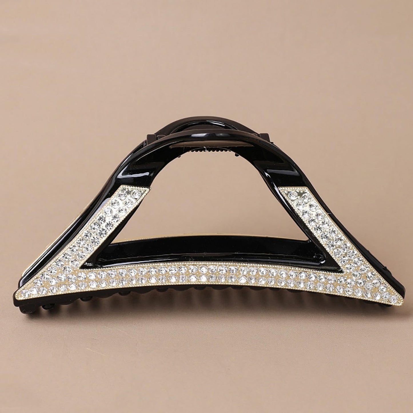 SINIDE Rhinestone Hair Clips, Triangle Crystal Claw Clips Nonslip Acrylic Metal Jaw Clip for Thick Long Hair, Fashion Elegant Clamps Accessories for Women Strong Hold Barrette for Styling (2 Pack)