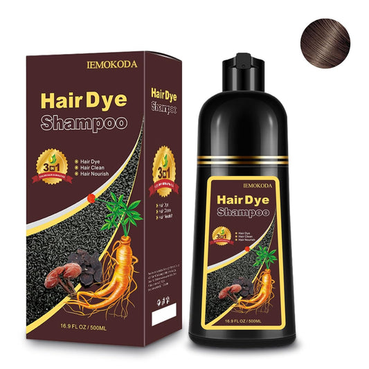 Chestnut Brown Hair Dye Shampoo 3-in-1, Instant Natural Hair Color Dye Shampoo for Women Men Maroon, Root Touch Up & 3-4 Weeks Lasting & Easy to Use & for All Hair Types, 500ml