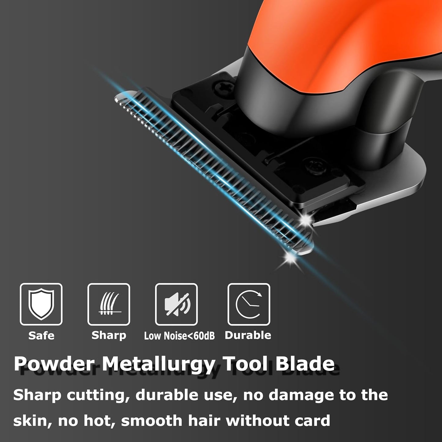 KEMEI 2293 Professional Hair/Beard Trimmer for Men Zero Gapped Hair Clippers for Barber with T Blade, Cordless Rechargeable, Orange