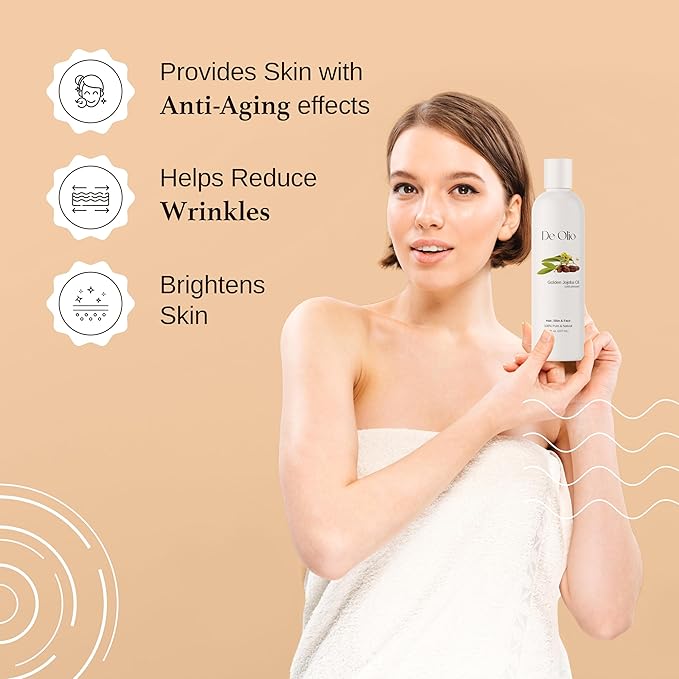 | Golden Jojoba Oil | 100% Pure & Natural | Face, Hair and Body | Cold Pressed | Soap Making & Massage | Carrier Oils | 7LBS (112 fl. oz.)