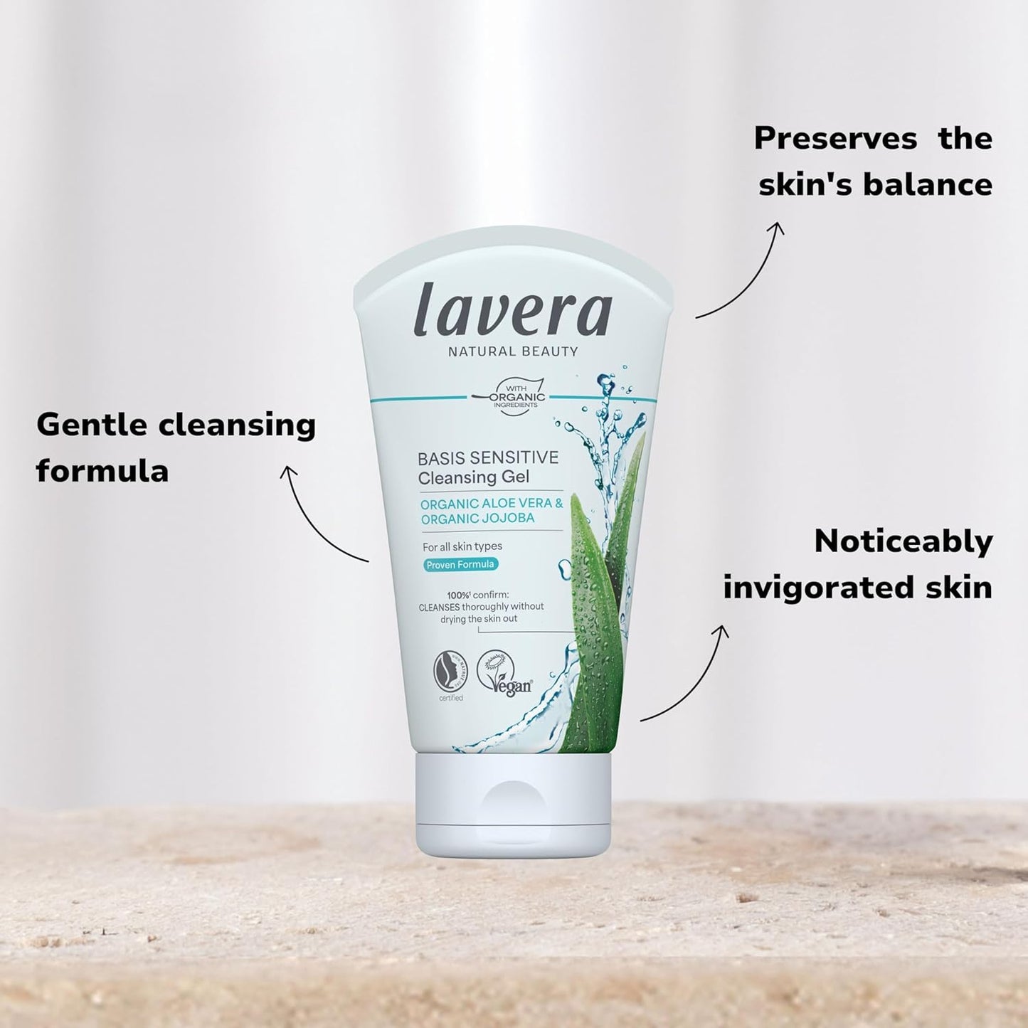 lavera basis sensitiv wash gel aloe vera & jojoba - Revitalizes & refreshes - Vegan plant active ingredients - natural cosmetics - Natural & innovative facial cleansing - 4.2 Fl Oz